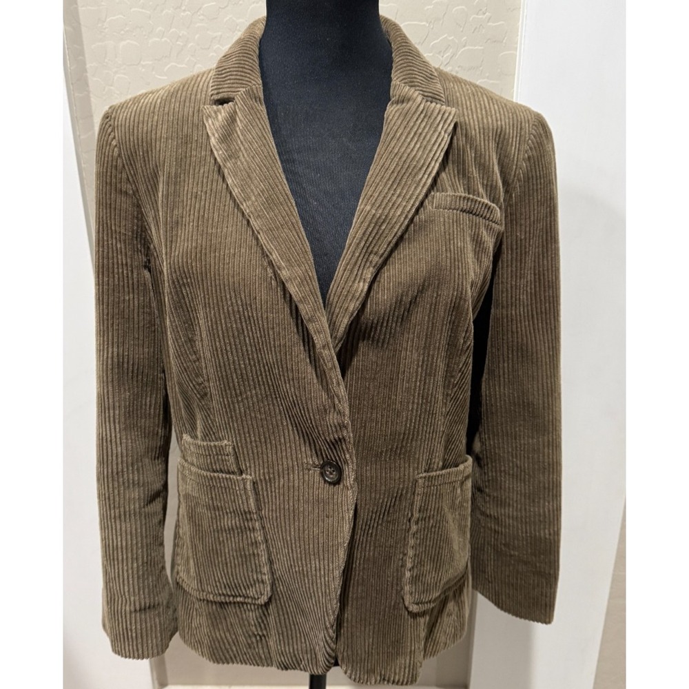 Banana Republic Size 14 Blazer Women's Brown Cotton Lapel Corduroy Casual
